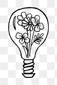 Floral light bulb  png clipart illustration, transparent background. Free public domain CC0 image.