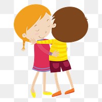 Little friends hugging png illustration, transparent background. Free public domain CC0 image.