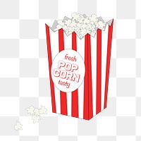 Movie theater popcorn png sticker, transparent background. Free public domain CC0 image.