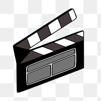 Clapperboard png clipart illustration, transparent background. 