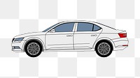 White car png sticker, transparent background. Free public domain CC0 image.