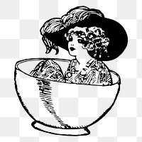 Girl in a cup png illustration, transparent background. Free public domain CC0 image.