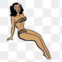 Woman on the beach png illustration, transparent background. Free public domain CC0 image.