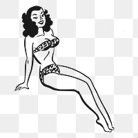 Woman in bikini png illustration, transparent background. Free public domain CC0 image.