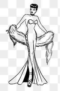 Woman wearing night party dress png illustration, transparent background. Free public domain CC0 image.