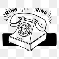 Analog telephone png illustration, transparent background. Free public domain CC0 image.