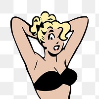 Woman wearing bikini png illustration, transparent background. Free public domain CC0 image.