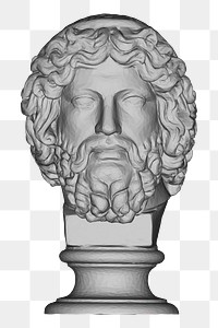 Greek head statue male png, transparent background. Free public domain CC0 image.