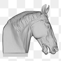 Horse head sculpture png, transparent background. Free public domain CC0 image.