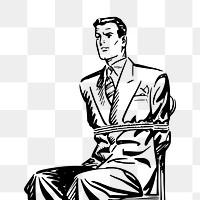 Man tied to chair png illustration, transparent background. Free public domain CC0 image.