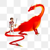 Png knight dragon clipart, transparent background. Free public domain CC0 image.