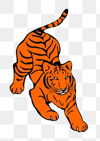 Png tiger clipart, transparent background. Free public domain CC0 image.