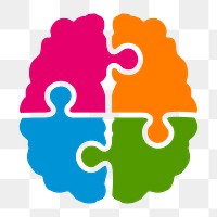 Png colorful puzzle brain clipart, transparent background. Free public domain CC0 image.