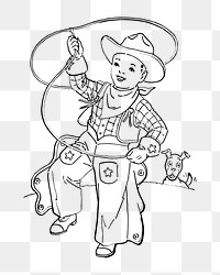 Png vintage cowboy clipart, transparent background. Free public domain CC0 image.