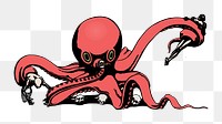 Png evil octopus clipart, transparent background. Free public domain CC0 image.