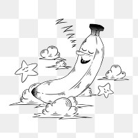 Png sleeping banana clipart, transparent background. Free public domain CC0 image.