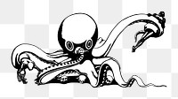Png evil octopus clipart, transparent background. Free public domain CC0 image.