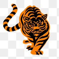 Png tiger clipart, transparent background. Free public domain CC0 image.