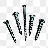 Png screws clipart, transparent background. Free public domain CC0 image.