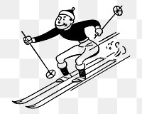 Png man skiing clipart, transparent background. Free public domain CC0 image.