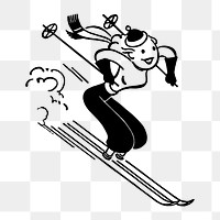 Png woman skiing clipart, transparent background. Free public domain CC0 image.