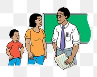 Png parent-teacher meeting clipart, transparent background. Free public domain CC0 image.