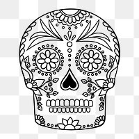 Png mexican skull clipart, transparent background. Free public domain CC0 image.