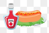 Png hot dog ketchup clipart, transparent background. Free public domain CC0 image.