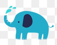 Png cute blue elephant clipart, transparent background. Free public domain CC0 image.