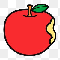 Png bitten apple clipart, transparent background. Free public domain CC0 image.