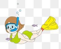 Png woman diving clipart, transparent background. Free public domain CC0 image.