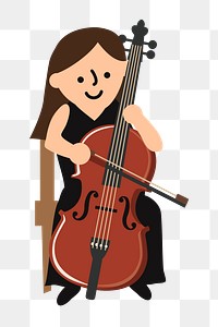 Png woman cello clipart, transparent background. Free public domain CC0 image.