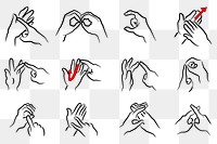 Sign language png sticker set clipart, transparent background. Free public domain CC0 image.