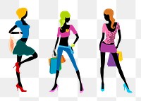 Shopping woman png sticker set clipart. Free public domain CC0 image.