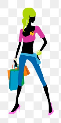 Png woman shopping clipart, transparent background. Free public domain CC0 image.