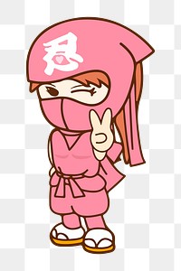 Png Japanese ninja girl clipart, transparent background. Free public domain CC0 image.