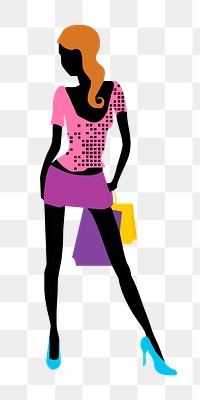 Png woman shopping clipart, transparent background. Free public domain CC0 image.