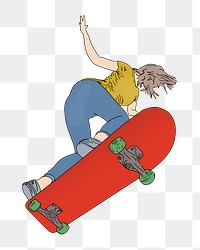 Png skateboarding clipart, transparent background. Free public domain CC0 image.