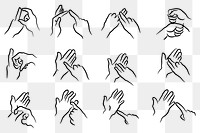 Png sign language set collection clipart, transparent background. Free public domain CC0 image.