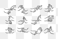 Sign language png sticker set clipart, transparent background. Free public domain CC0 image.