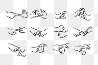 Sign language png sticker set clipart, transparent background. Free public domain CC0 image.