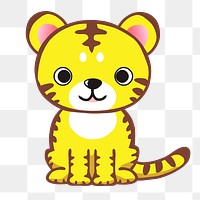 Png yellow tiger clipart, transparent background. Free public domain CC0 image.