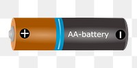 Png AA battery clipart, transparent background. Free public domain CC0 image.