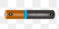 Png AAA battery clipart, transparent background. Free public domain CC0 image.