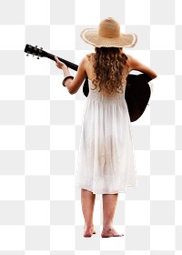 Woman png playing guitar , transparent background