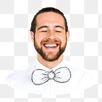 PNG Man with funny paper bowtie, collage element, transparent background
