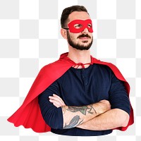 PNG Superhero tattooed man, collage element, transparent background