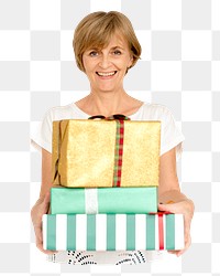 Festive woman png collage element, transparent background