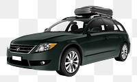 3D car png dark green hatchback, transparent background