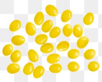 Yellow pills png collage element on transparent background